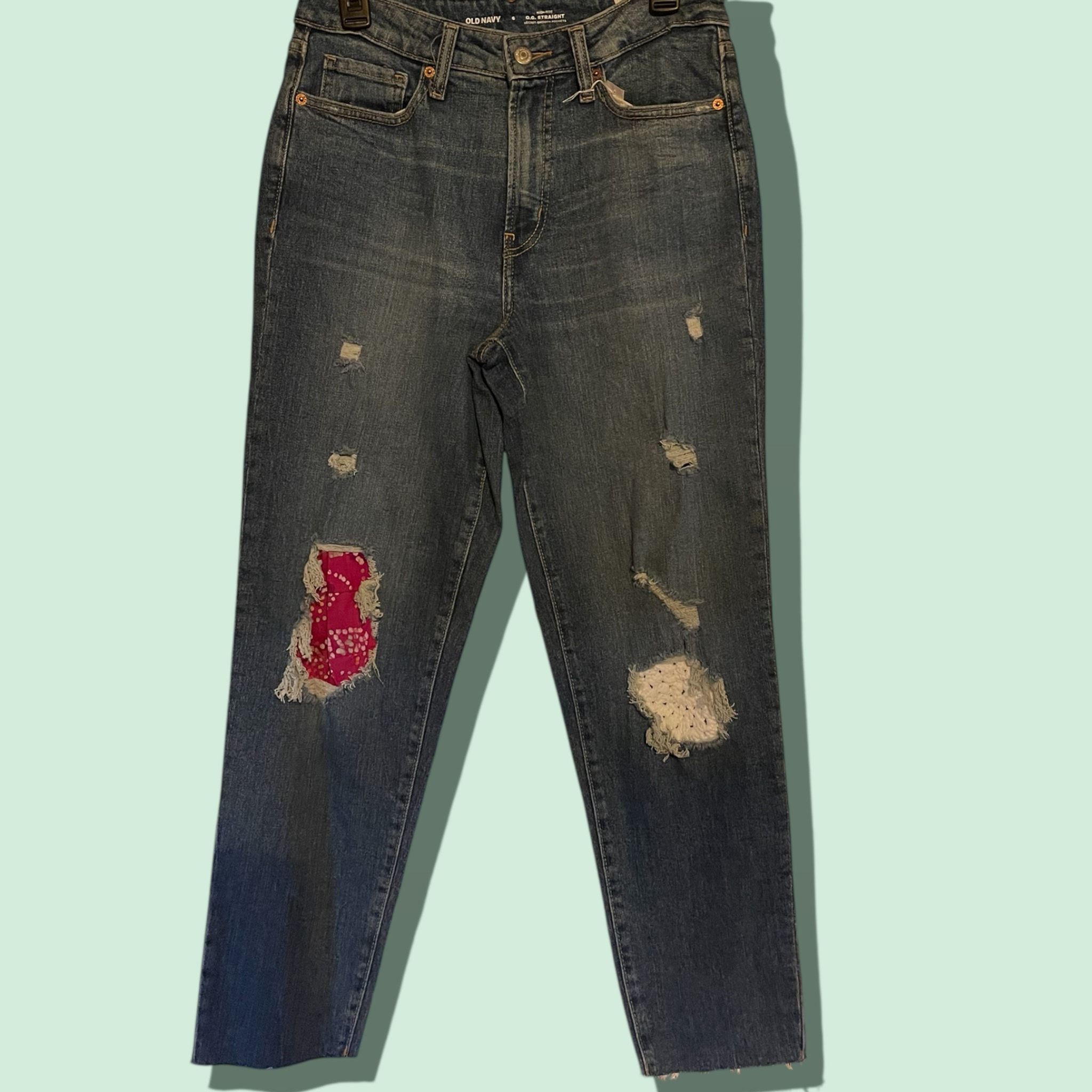 Pink Patch Granny Circle Jeans