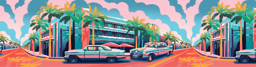 Miami city streets, Vertical repeat pattern for Granadilla swim