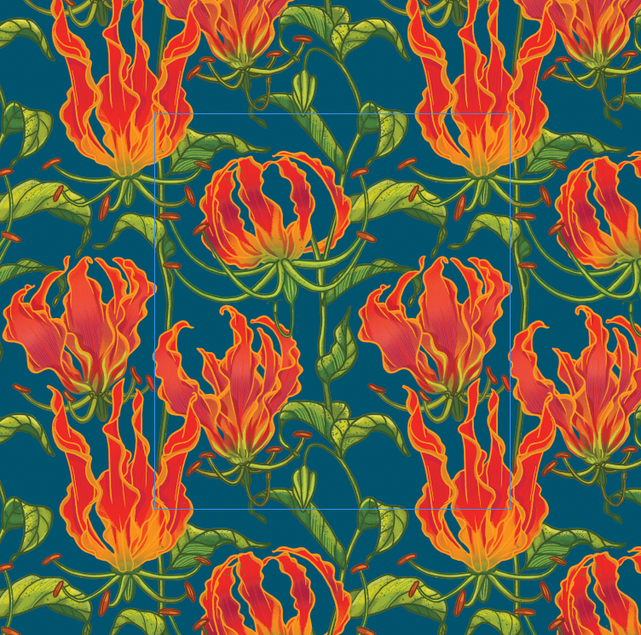 Flame Lilly step and repeat pattern for Granadilla Swim.