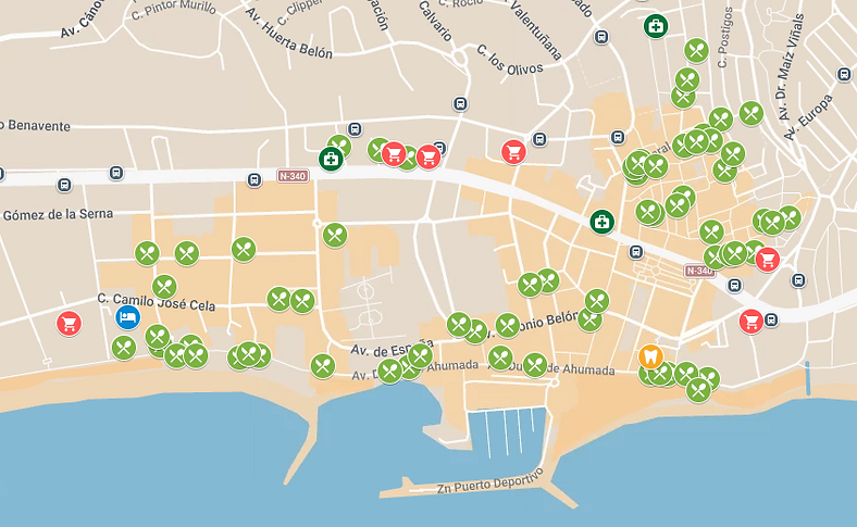Hapimag Resort marbella gluten free restaurants map.png
