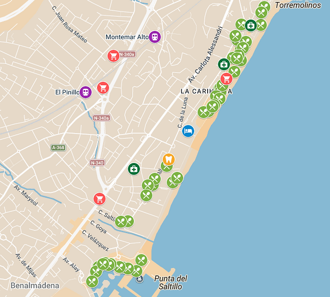MS Tropicana La Carihuela Gluten Free Restaurant Map