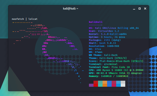 | Customized Kali Linux Terminal | Multicolored |