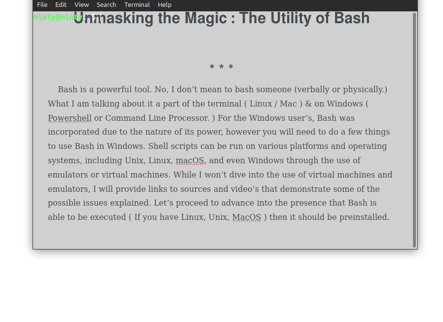 Linux terminal, transparent view to see text & terminal for multi-use purposes.