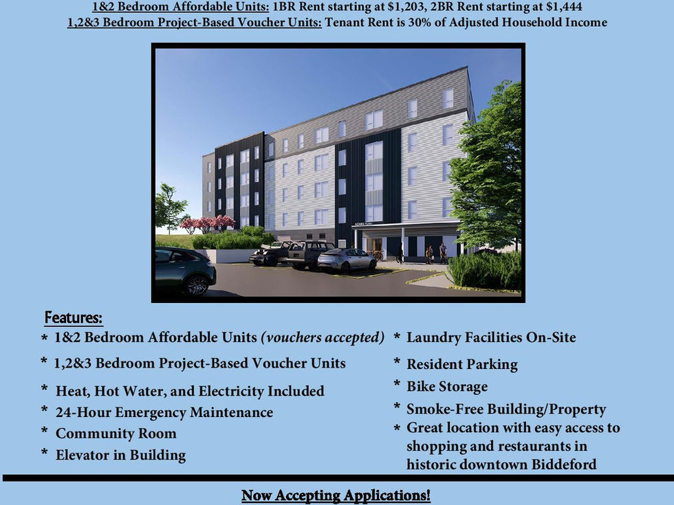 📰BIDDEFORD | ACCEPTING APPLICATIONS | Affordable Housing (Pets Allowed) | Adams Point