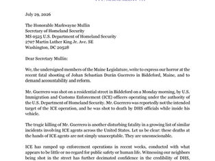 BREAKING: Over 80 Maine Legislators Send DHS Letter Demanding Accountability for ICE Shooting Death of Johan Sebastián Durán Guerrero