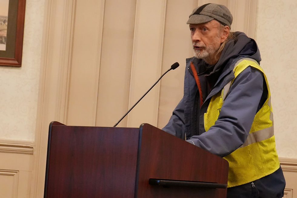 Patrick Conlon speaks to members of the Biddeford City Council