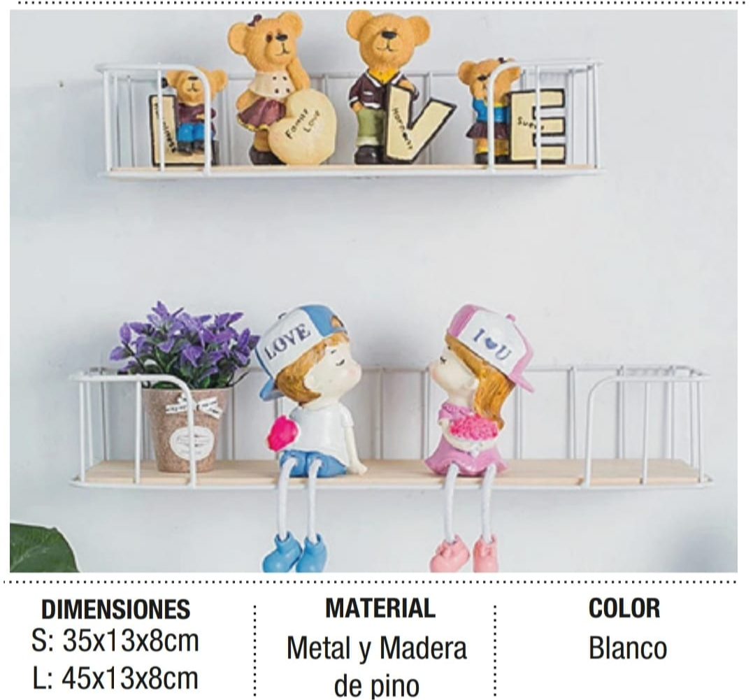 ESTANTERIA METÁLICA BASE MADERA X2