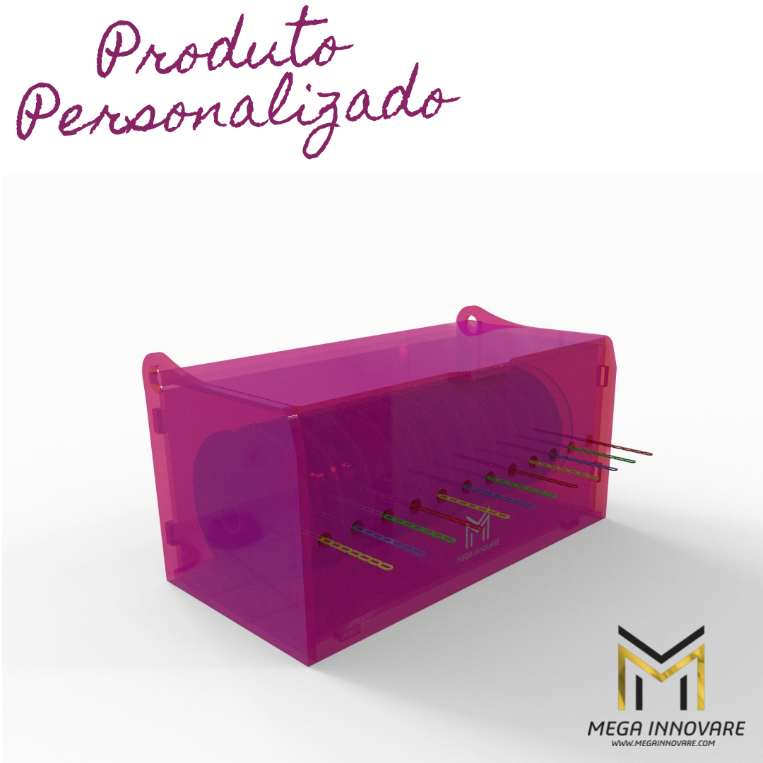 Estojo Acrílico Porta Elástico Corrente - Rosa