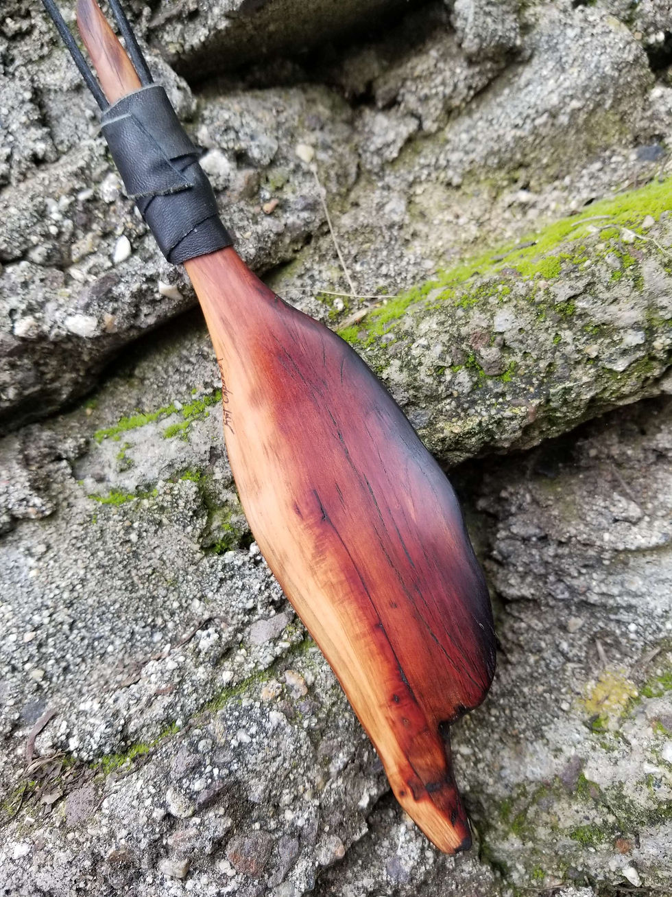 Thumbnail: Manzanita Wood Phoenix Feather with Blue Green Azurite Malachite Inla