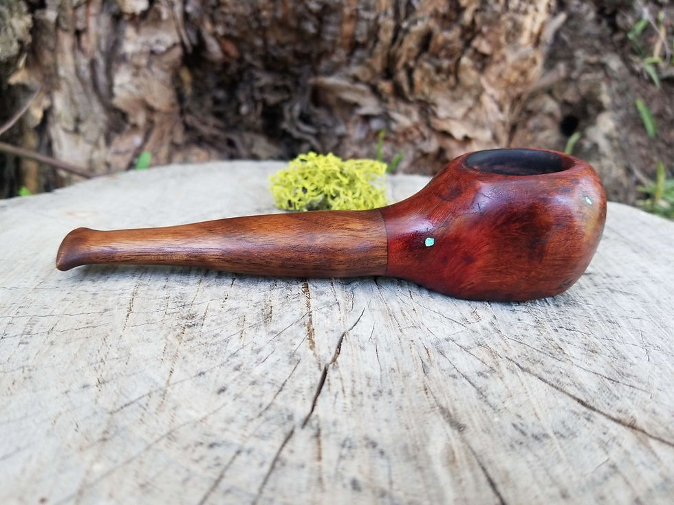 Thumbnail: Manzanita Pipe, Black Walnut Stem with Blue Turquoise, Green Malachite Inlay 