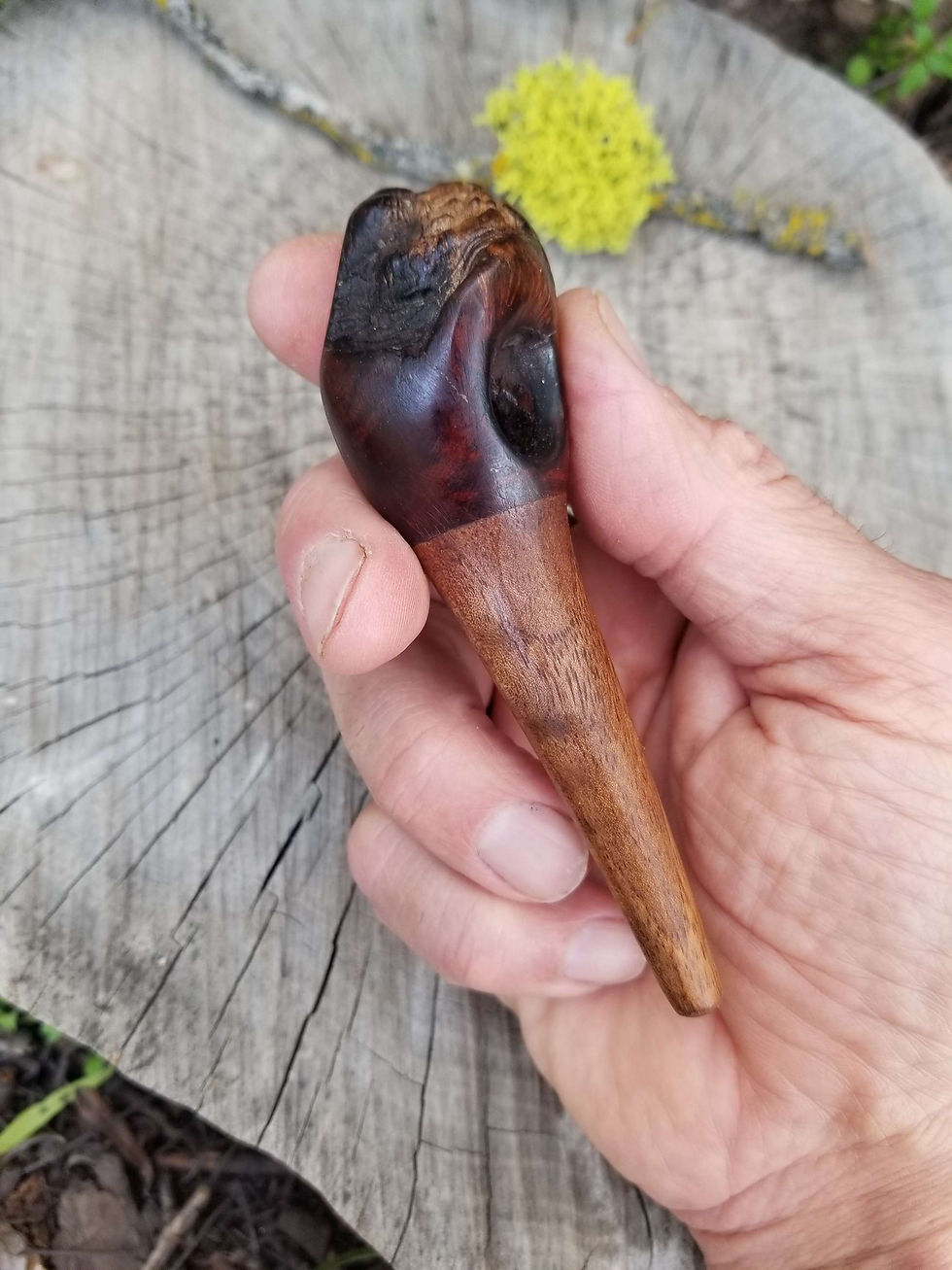 Thumbnail: Manzanita Cob Style Pipe with Earthy Blue Green Azurite Malachite Inlay 