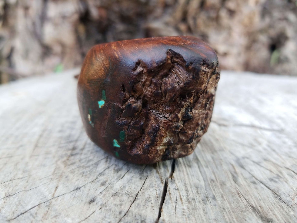 Thumbnail: Manzanita Pipe, Black Walnut Stem with Blue Turquoise, Deep Green Malachite In