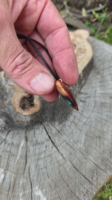 Thumbnail: Manzanita Heart Pendant with Turquoise Malachite Inlay