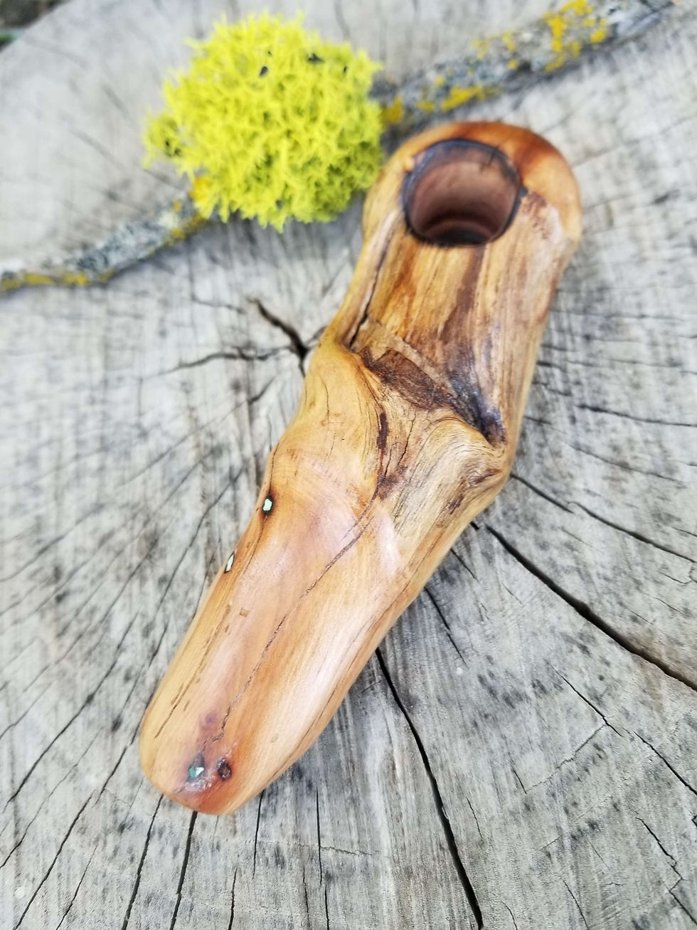 Thumbnail: Mini Live Edge Manzanita Wood Smoking Pipe with Blue Turquoise Inlay