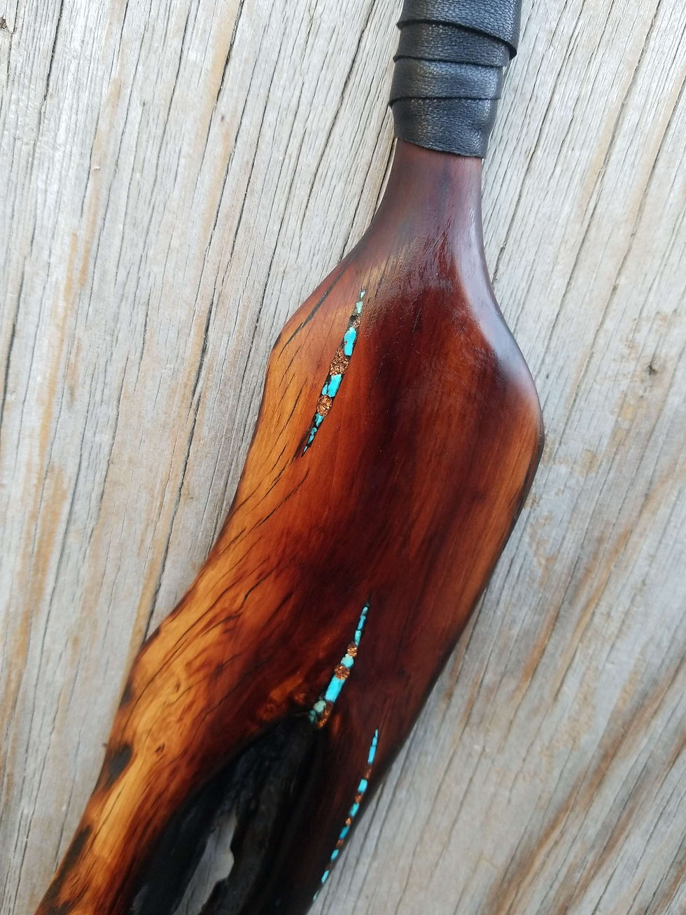 Thumbnail: Manzanita Phoenix Feather, Sleeping Beauty Turquoise, Coper Flake Inlay 