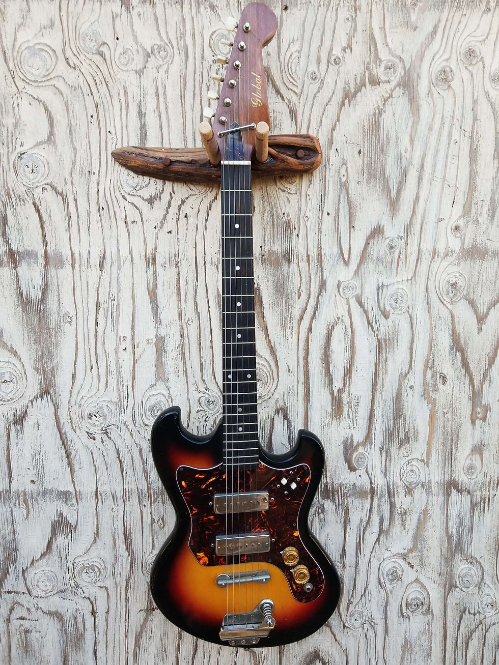 Thumbnail: Guitar Wall Hanger Live Edge Manzanita with Blue Turquoise Inlay 