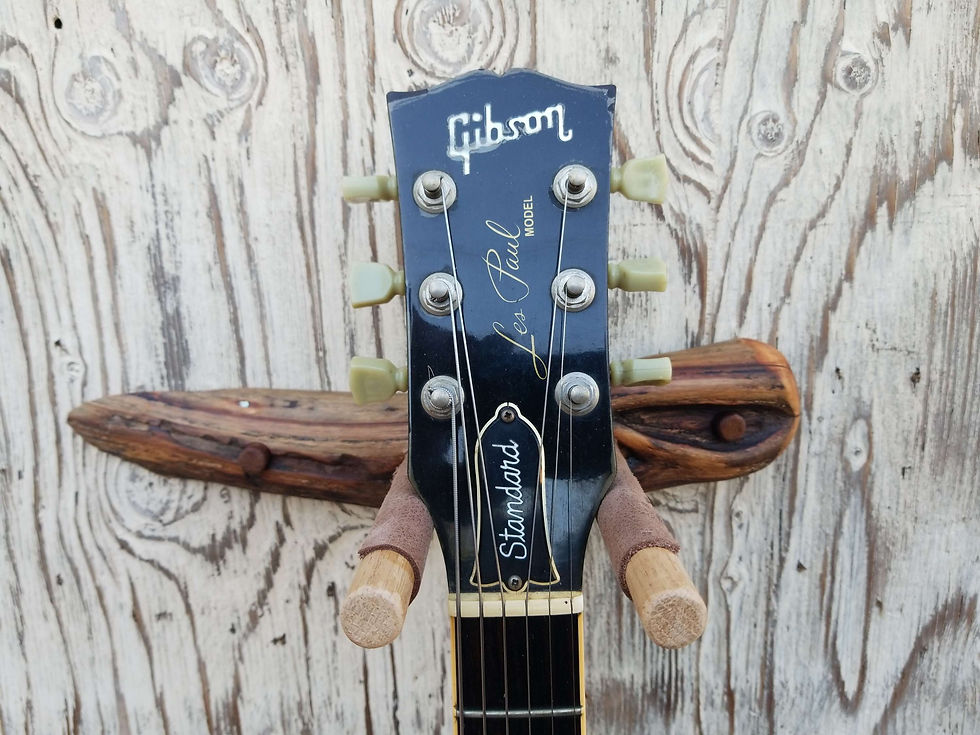 Thumbnail: Guitar Wall Hanger Live Edge Manzanita with Blue Turquoise Inlay 
