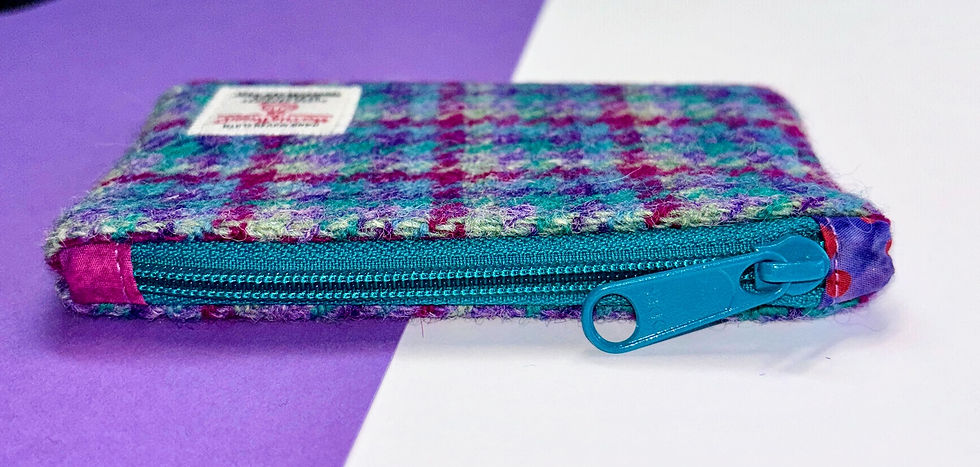 Thumbnail: Purple and Turquoise Checked Coin Purse
