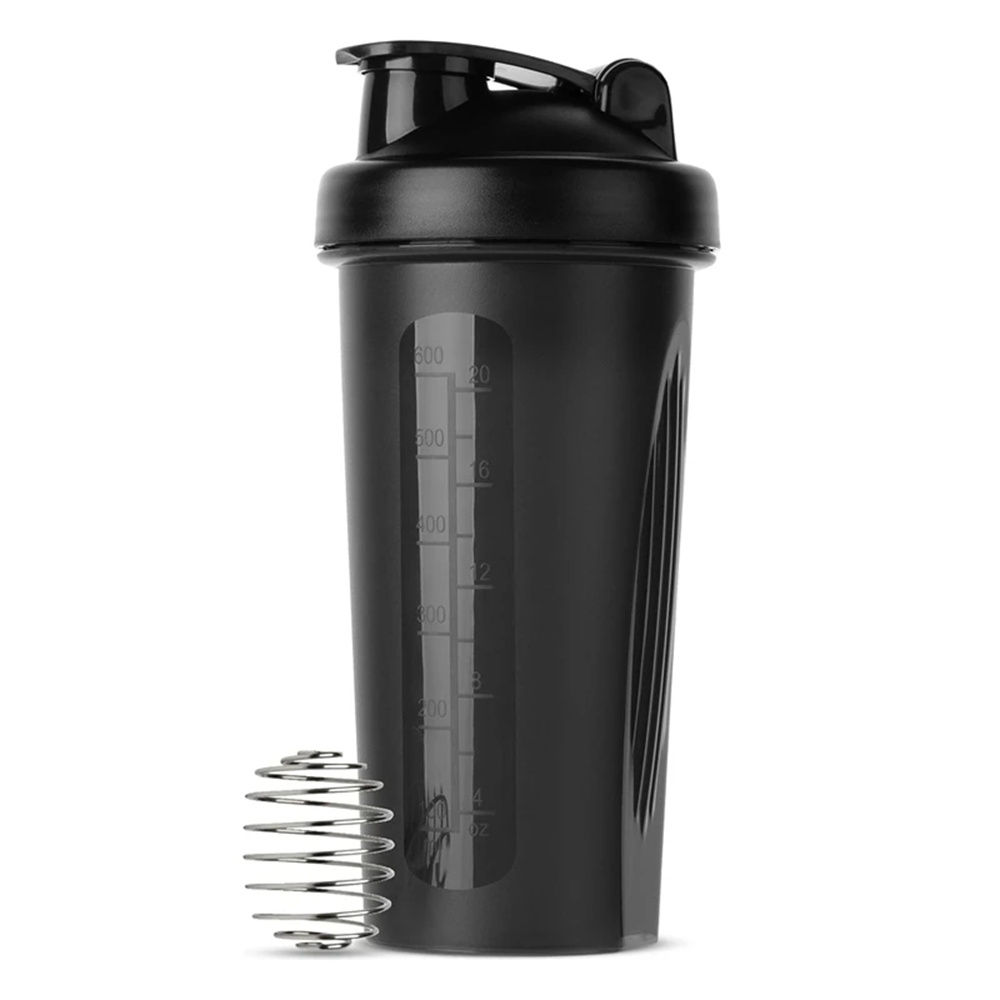 1pc Portable Protein Shaker 600ml Fitness Bottle with Wire Whisk Ball for Fitnes
