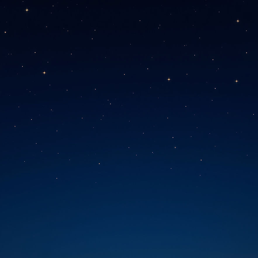  warm night sky scene, deep indigo and navy gradient background, scattered soft twinkling 