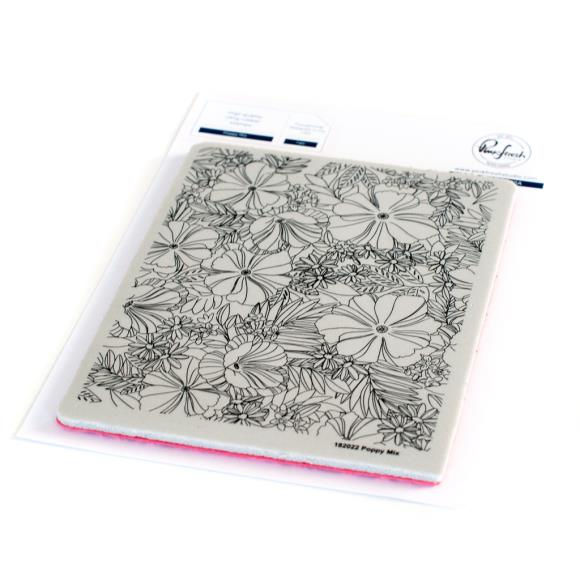 Pinkfresh Studio Cling Rubber Background Stamp A2-Poppy Mix-180222