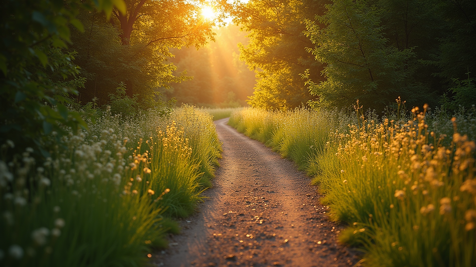 High angle view of a peaceful nature trail symbolizing a journey forward