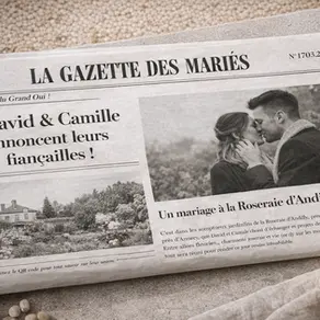 gazette de mariage a réaliser avec canva