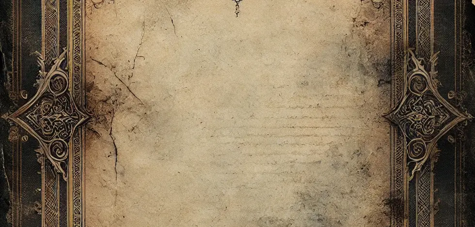 DALL·E 2025-06-26 06.56.32 - An old, gothic-style parchment paper with dark, aged, and wea