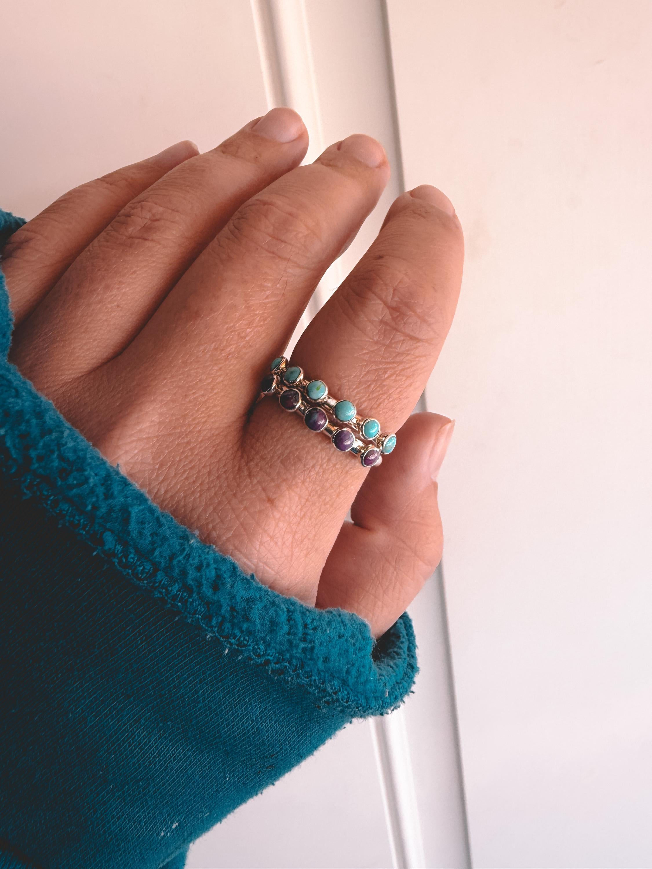 Single Turquoise Stacker Ring, Silver or Gold