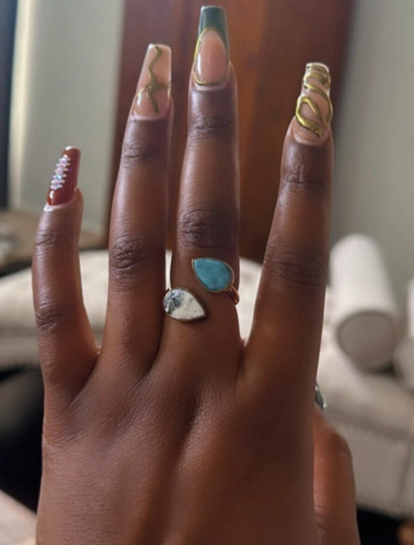 Thumbnail: Double Teardrop Wraparound Ring