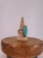 Thumbnail: Long Neck Turquoise and Sterling Ring Native Made