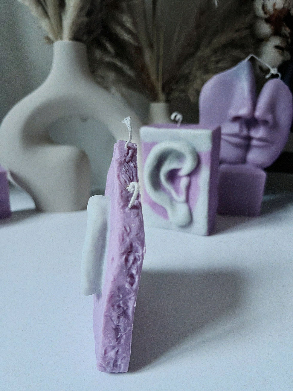 Прев'ю: EAR PLATE PURPLE AND GREY CANDLE SOY -COCONUT WAX