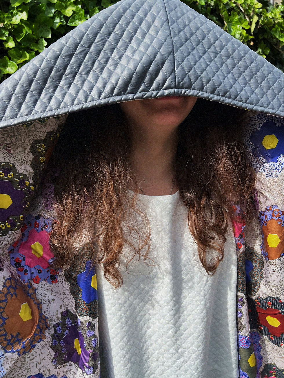 Thumbnail: VEST LONG GREY/FLORAL MANDALA