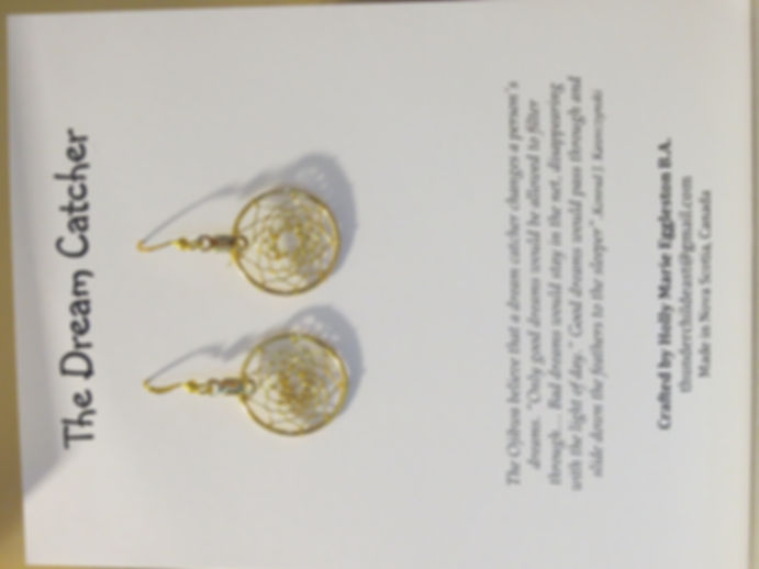 3/4 inch Gold Toned Dream Catcher Earrings