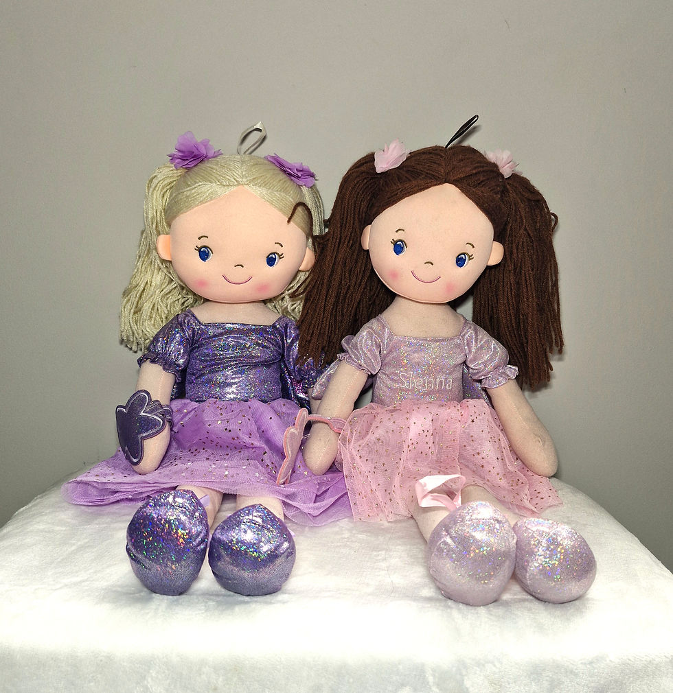 60cm Tall Rag Doll, Blonde Hair Purple Dress , Can be Peronalised