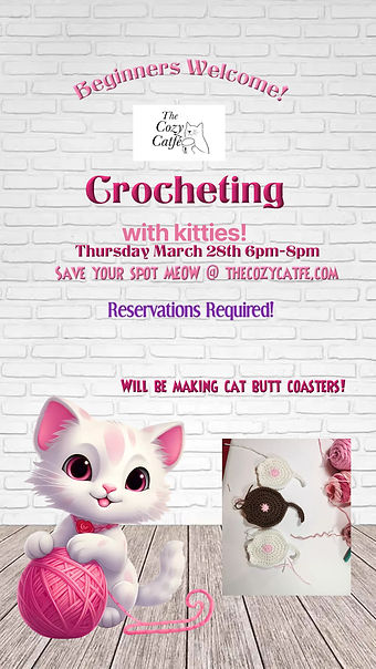 Crocheting cat butt coasters.jpg