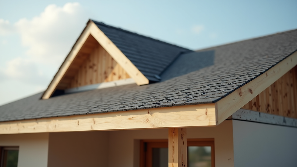 Close-up view of a roof inspection on a new construction home