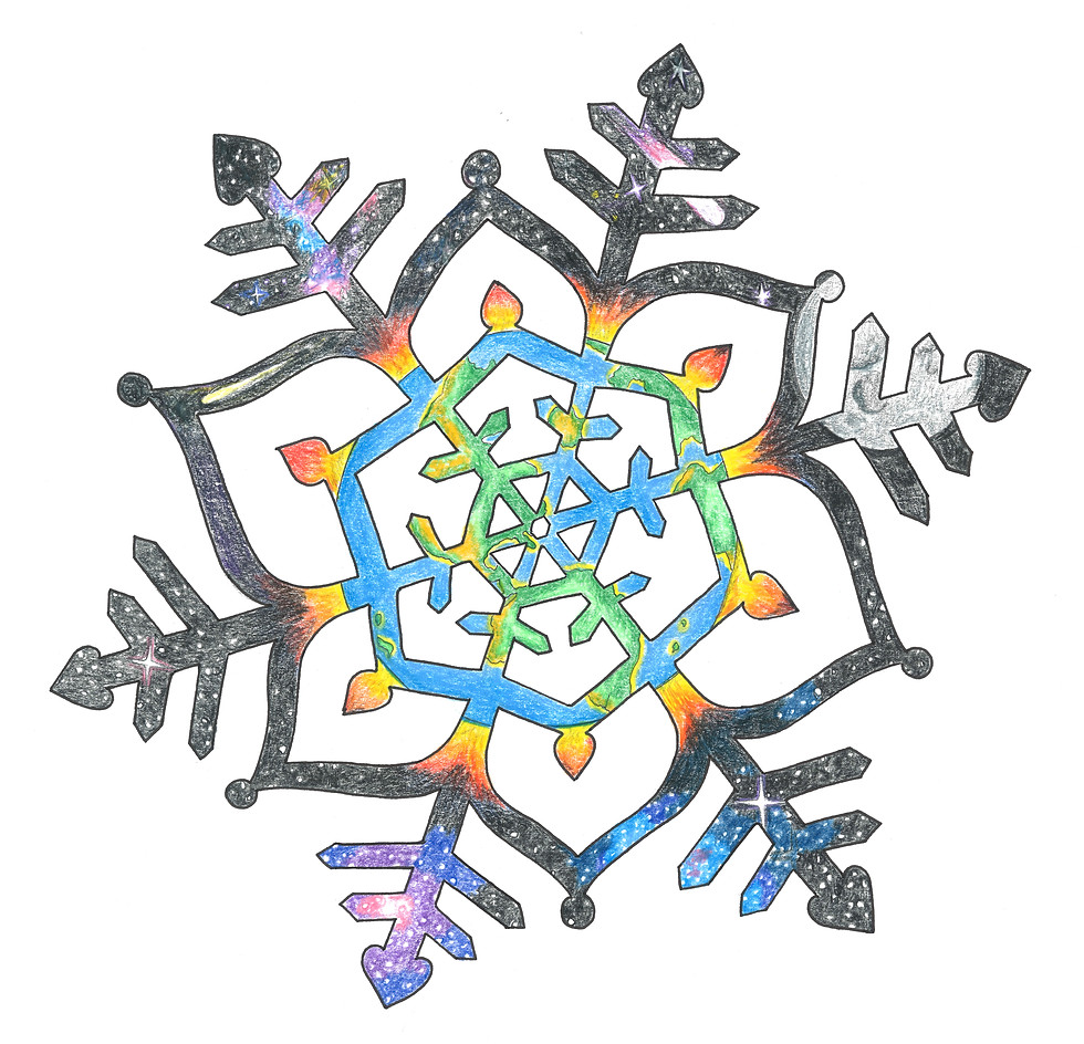 Thumbnail: Hand-drawn "World Within" Snowflake Card (5 Pack)