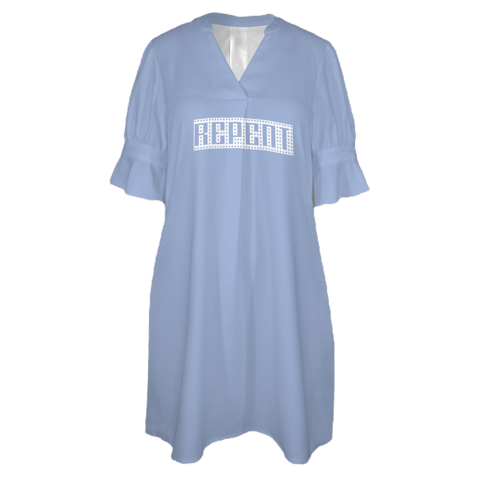 Women's V-Neck Ruffle Sleeve Dress