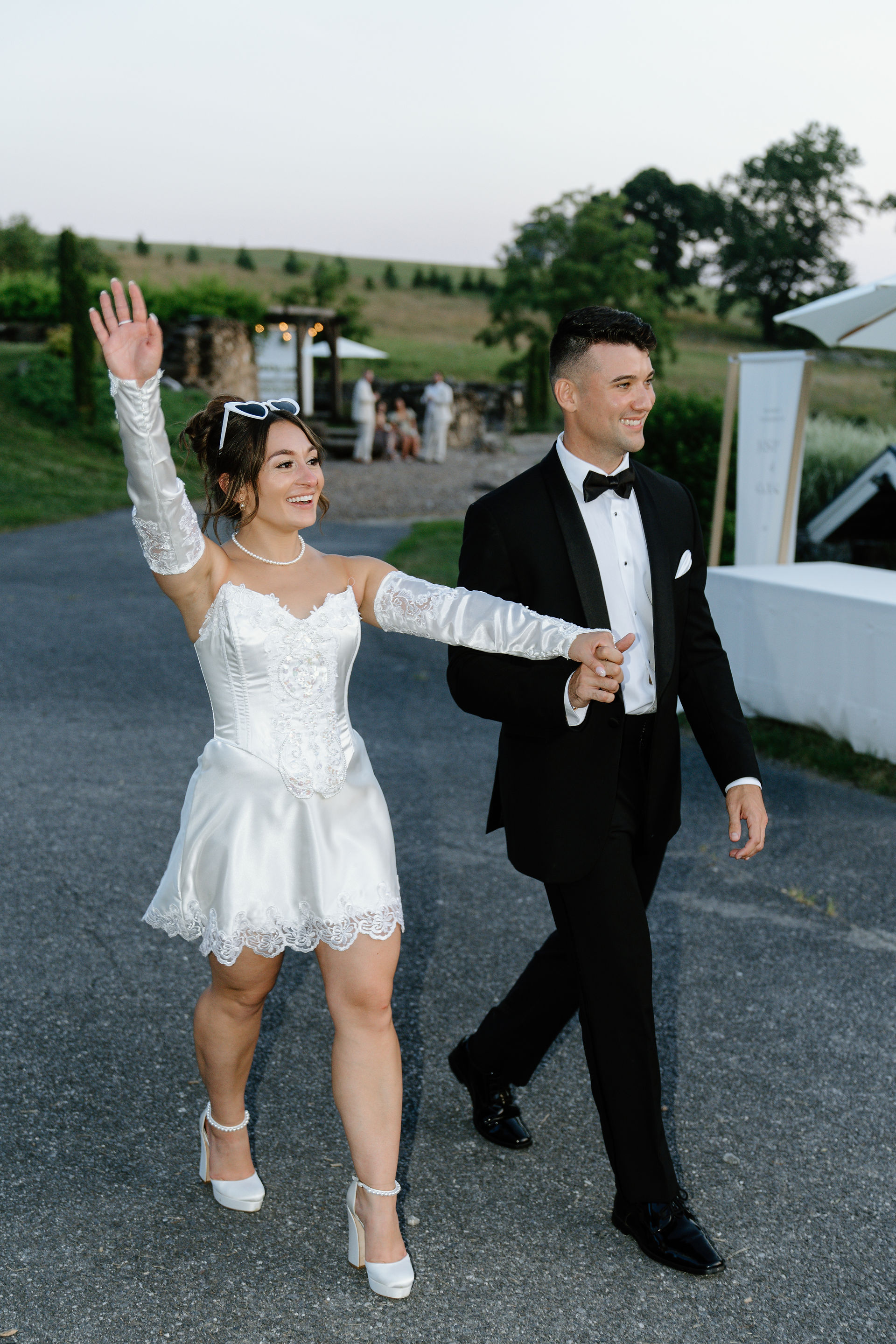A bride and groom celebrating at Glen Ellen