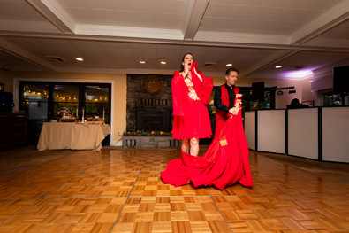 bride and groom dancing