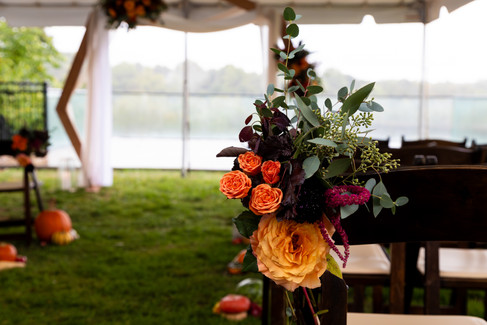 flowers on the end of a chair