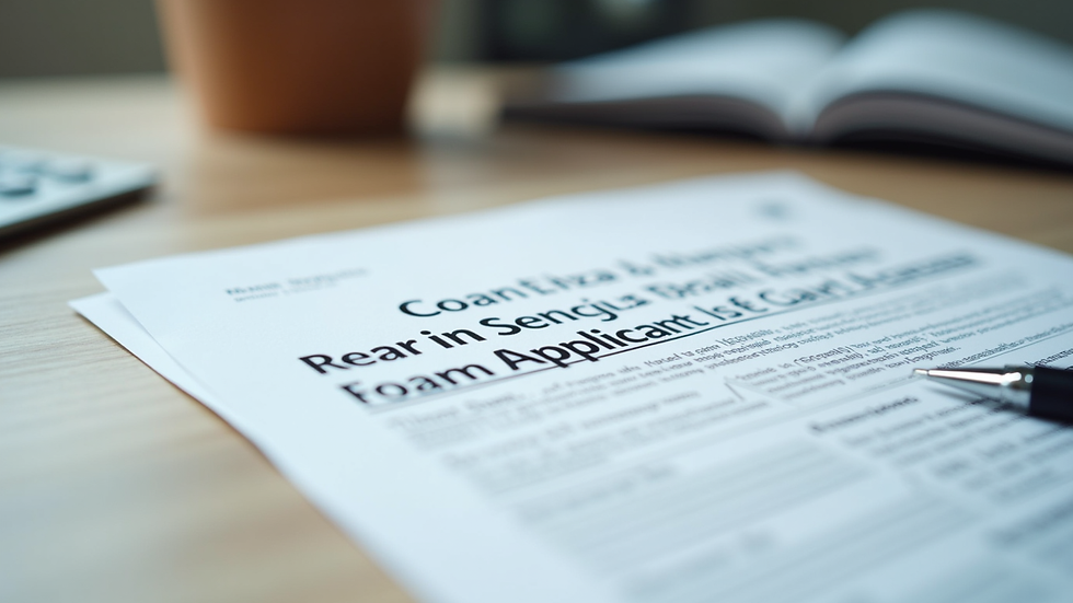 Close-up view of a commercial real estate loan application form on a desk