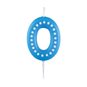 Zahlenkerze 0 – Bunt mit Punkten – 6,5 cm – mit Kunststoff-Pick