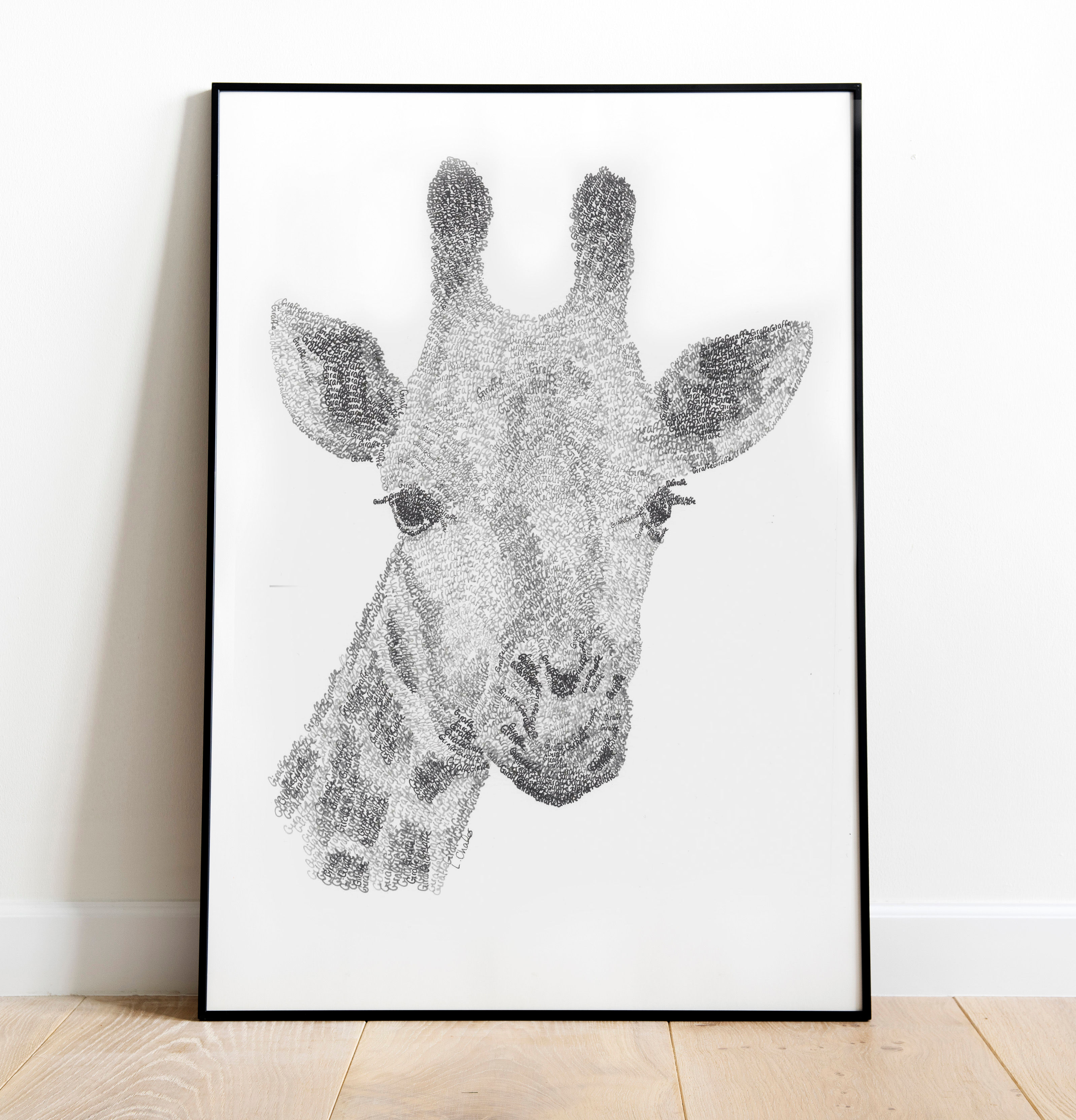 Giraffe - Handwritten Art Print