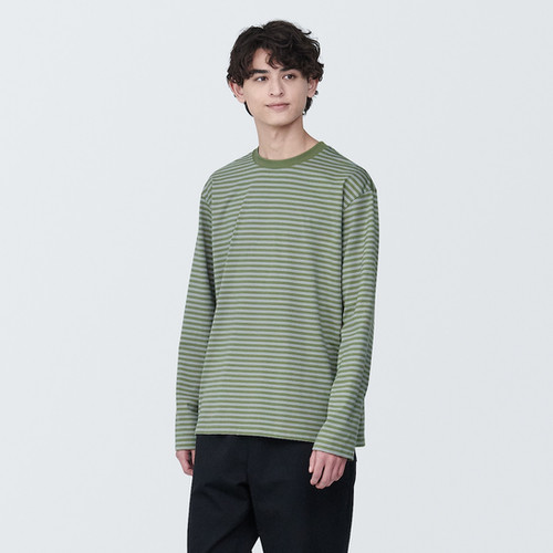 Mens Jersey Striped Crew Neck Long Sleeve T-Shirt MUJI Philippines