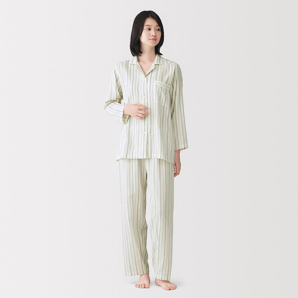 Thumbnail: Womens Side Seamless Double Gauze Long Sleeve Pajamas