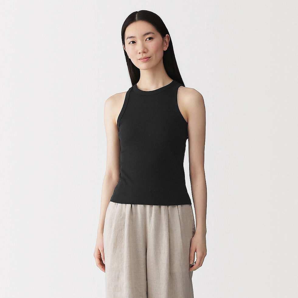 Thumbnail: Womens Lyocell Blended Ribbed American Sleeve Tank Top