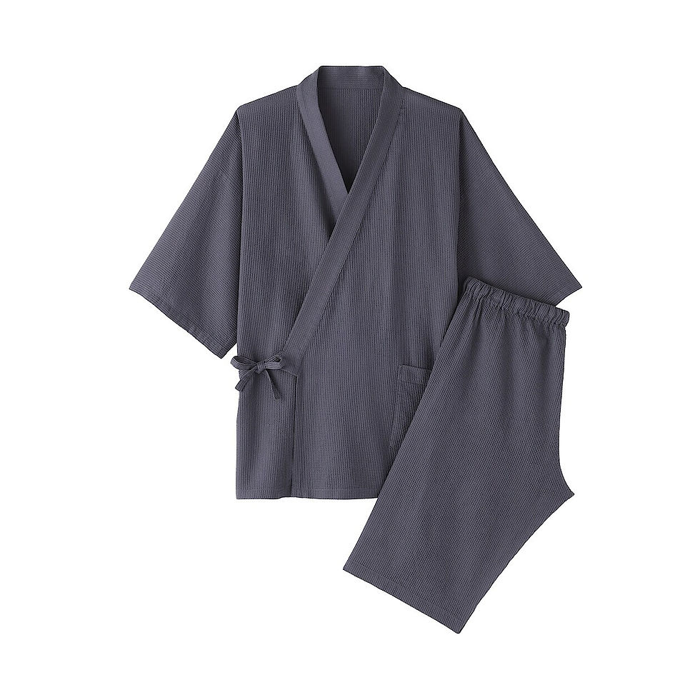 Thumbnail: Mens Lyocell Blended Waffle Weave Jinbei