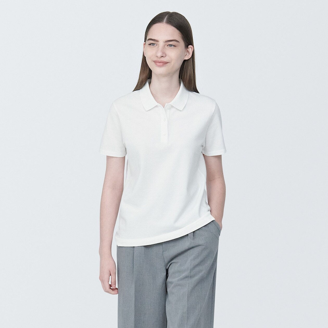 Womens Washed Pique Short Sleeve Polo Shirt